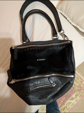 Givenchy Black Leather & Haircalf Tote Bag